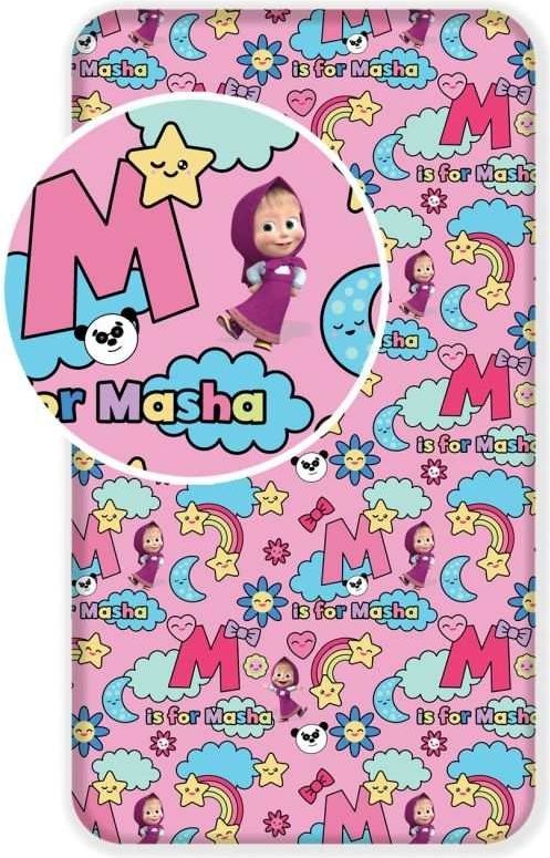 JERRY FABRICS Prostěradlo Máša a Medvěd Rainbow Bavlna, 90/200 cm - obrázek 1
