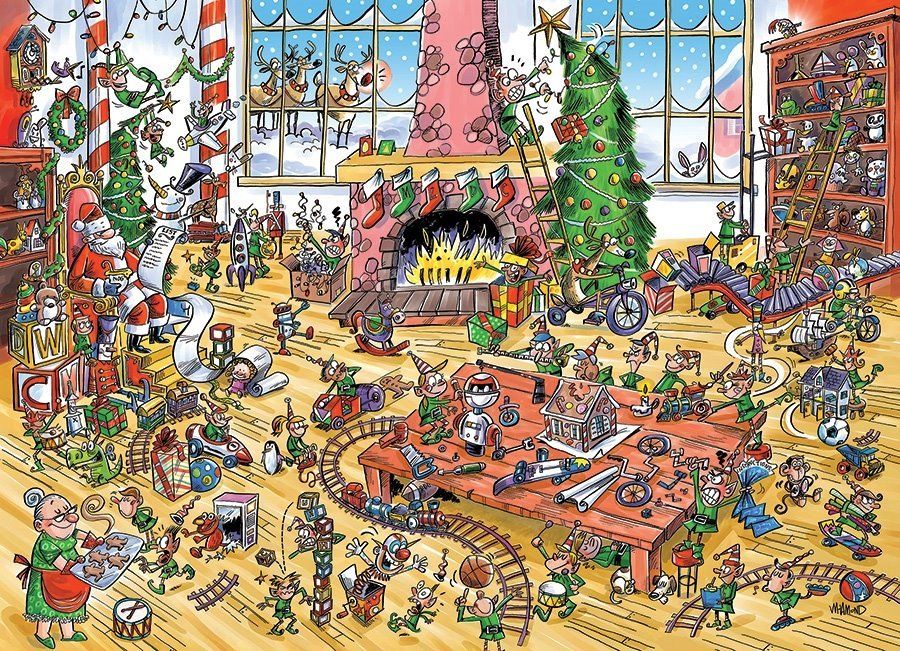 COBBLE HILL Puzzle Doodle Town: Pracující skřítkové 1000 dílků - obrázek 1