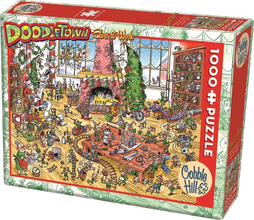 COBBLE HILL Puzzle Doodle Town: Pracující skřítkové 1000 dílků - obrázek 3