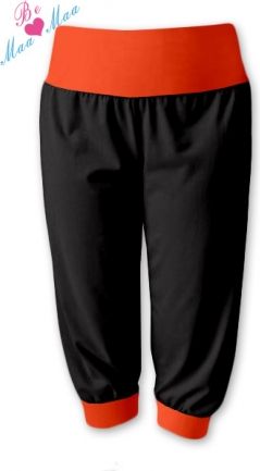 Be MaaMaa Sportovní 3/4 legíny CAPRI - černé/oranž , vel. L/XL - obrázek 1