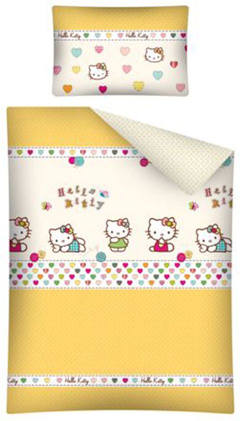 Detexpol Povlečení do postýlky Hello Kitty žlutá bavlna 100/135, 40/60 cm - obrázek 1