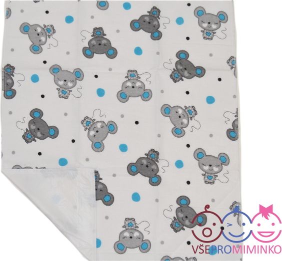 Flanelová podložka New baby Myška s modrýma ušima - obrázek 1