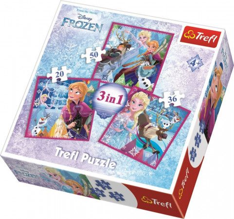 TREFL Puzzle Ledové království: Zimní magie 3v1 (20,36,50 dílků) - obrázek 1