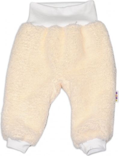 Baby Nellys Chlupáčkové kalhoty, tepláčky  Baby Nellys ® - smetanové 62 (3-6m) - obrázek 1