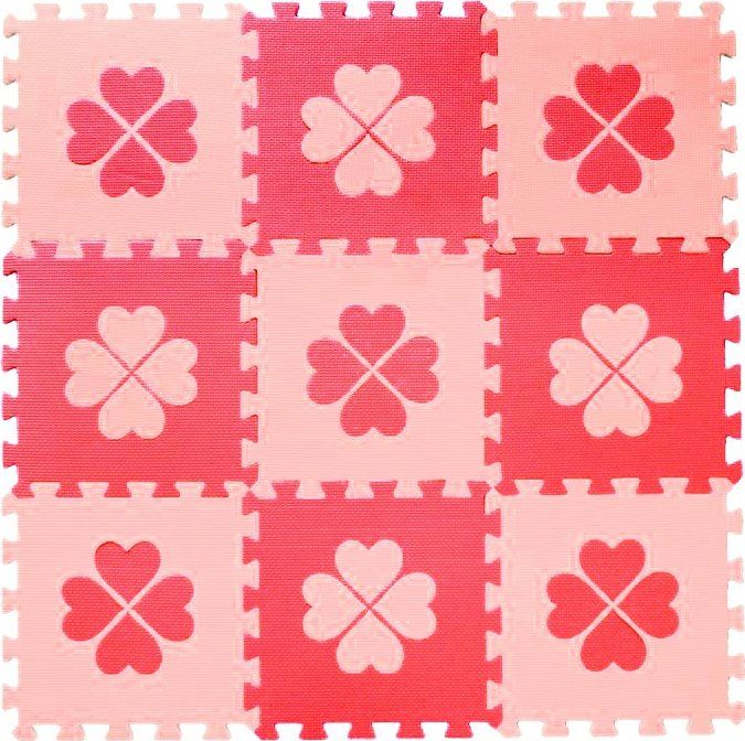 Pěnové BABY puzzle Červené čtyřlístky R (29,5x29,5) - obrázek 1