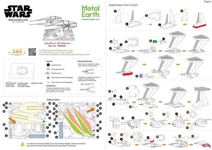 METAL EARTH 3D puzzle Star Wars: Kylo Ren's Tie Silencer - obrázek 2