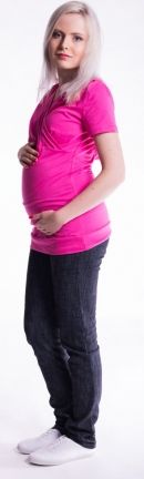 Be MaaMaa Těhotenské a kojící triko s kapucí, kr. rukáv - amarant - obrázek 1