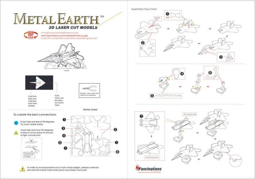 METAL EARTH 3D puzzle Stíhací letoun F-22 Raptor - obrázek 2