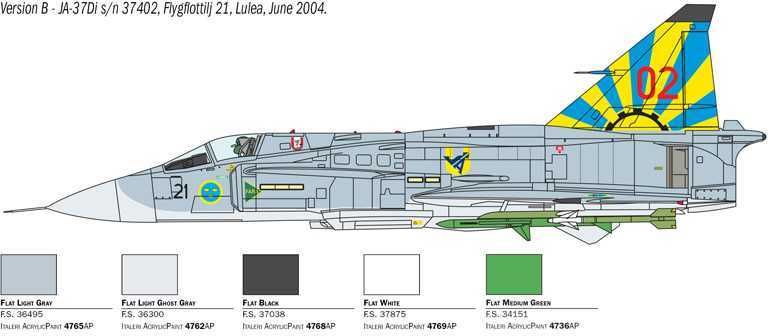 ITALERI Model Kit letadlo 2785 -SAAB JA 37/AJ 37 VIGGEN (1:48) - obrázek 3