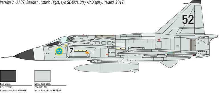 ITALERI Model Kit letadlo 2785 -SAAB JA 37/AJ 37 VIGGEN (1:48) - obrázek 4