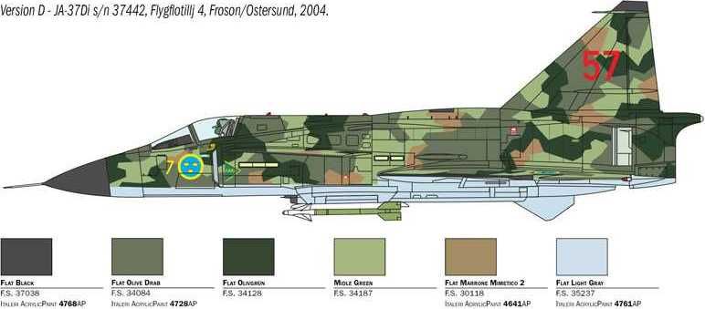 ITALERI Model Kit letadlo 2785 -SAAB JA 37/AJ 37 VIGGEN (1:48) - obrázek 5
