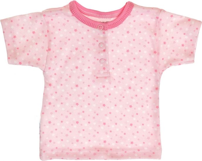 MBaby MBaby Bavlněné Polo tričko s krátkým rukávem Hvězdičky - růžové 68 (4-6m) - obrázek 1