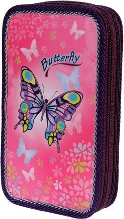 EMIPO Školní penál 2-patra Butterfly PLNĚNÝ - obrázek 1