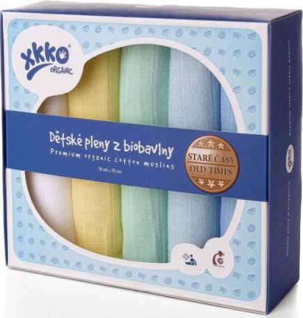 KIKKO Dětské pleny z biobavlny Staré časy 70x70 (5 ks) – pastels pro kluky - obrázek 1