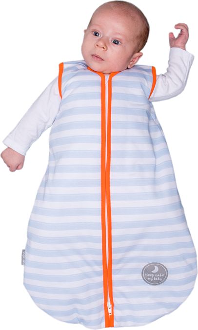 Natulino dětský spací pytel pro miminko, BLUE STRIPES / ORANGE, 2vrstvý, N (0 - 3 měsíce) - obrázek 2