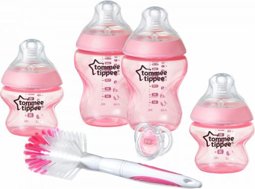Tommee Tippee Sada kojeneckých lahviček C2N s kartáčem růžová - obrázek 1