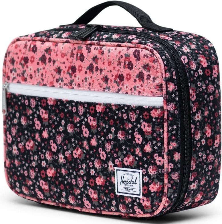 Herschel Pop Quiz Lunch Box - multi ditsy floral black/flamingo pink uni - obrázek 2