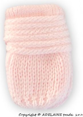 Zimní pletené kojenecké rukavičky - sv. růžové - obrázek 1