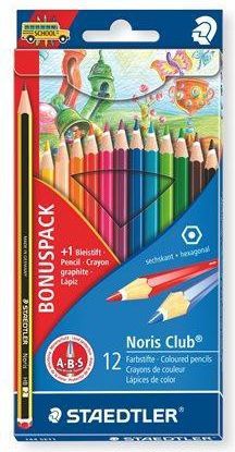 Barevné pastelky "Noris Club", 12 barev + tužka, sada, šestihranné, STAEDTLER, box 13 ks - obrázek 1