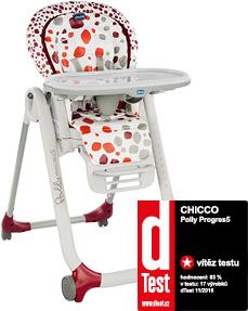 CHICCO Židlička jídelní Polly Progres5 - Cherry - obrázek 2