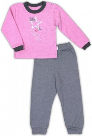 Bavlněné pyžamko NICOL SUPERSTAR - melír růžová/tm. šedá - obrázek 1