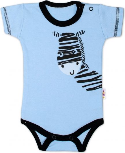 Baby Nellys Body krátký rukáv Baby Nellys, Zebra - modré, vel. 68 68 (4-6m) - obrázek 1