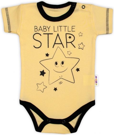 Baby Nellys Body krátký rukáv Baby Nellys, Baby Little Star - žluté 50 - obrázek 1