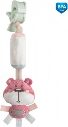 Plyšová hračka s rolničkou a klipem Canpol Babies - Medvídek růžový - obrázek 1