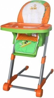 Dětská multifunkční jídelní židle Euro Baby - oranžová, zelená, D19 - obrázek 1