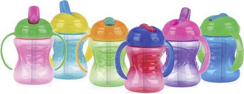 NUBY Hrneček netekoucí s ouškama a tvrdým náustkem s odnímatelným vnitřním brčkem 2v1, 9m+ (240 ml) - obrázek 1
