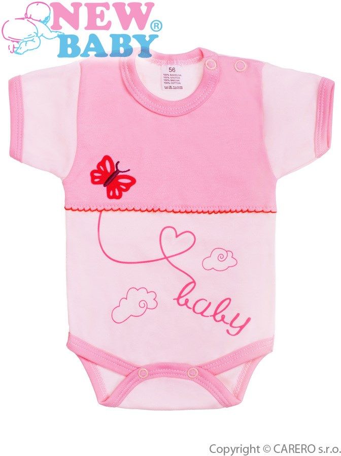 Kojenecké body s krátkým rukávem New Baby Clouds růžové Růžová 68 (4-6m) - obrázek 1