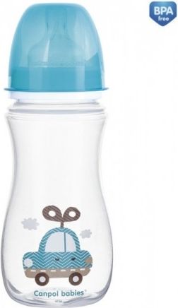 Antikoliková lahvička se širokým hrdlem Canpol Babies Easy Start - TOYS 300 ml - modrá - obrázek 1