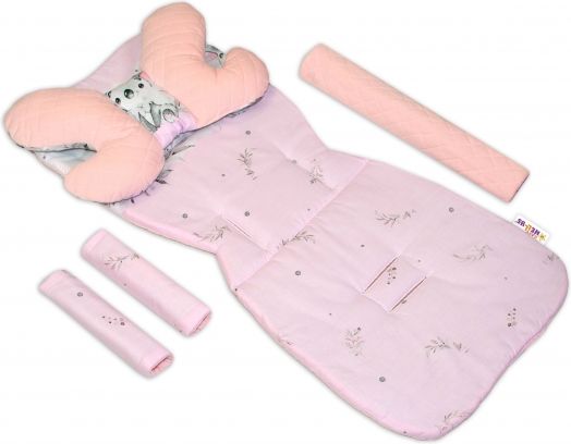 Oboustranný 5-ti dílný komplet do kočárku Velvet, Baby Nellys - Medvídek Koala, růžová - obrázek 1