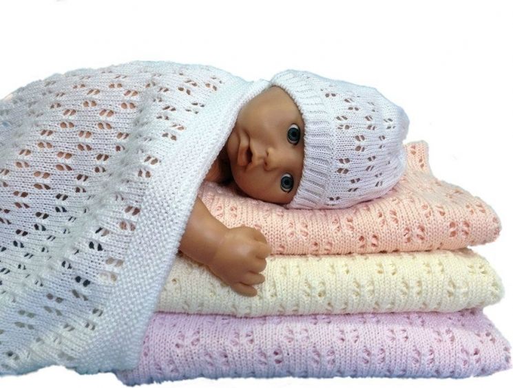 Baby Nellys BABY NELLYS Háčkovaná sada dečka s čepičkou - sv. růžová - obrázek 2