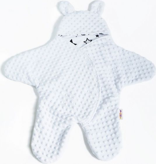Baby Nellys Baby Nellys Fusák, spacáček, kombinézka do autosedačky nebo kočárku Ouškou s minky - bílý - obrázek 1