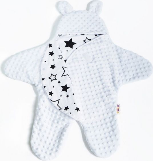 Baby Nellys Baby Nellys Fusák, spacáček, kombinézka do autosedačky nebo kočárku Ouškou s minky - bílý - obrázek 2