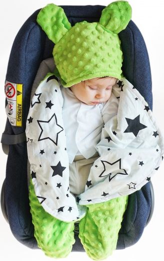 Baby Nellys Baby Nellys Fusák, spacáček, kombinézka do autosedačky nebo kočárku Ouškou s minky - bílý - obrázek 6