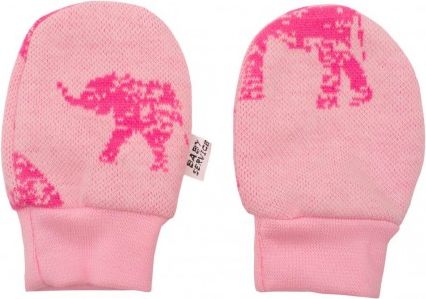 Zimní kojenecké rukavičky Baby Service Sloni růžové, Růžová, Univerzální - obrázek 1