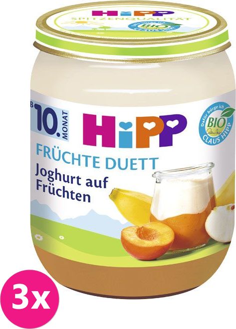 3x HIPP BIO Jogurt s ovocem, 160 g - ovocný přírkm - obrázek 1