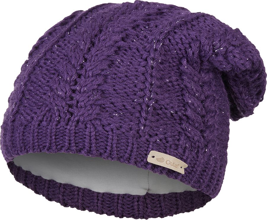 LITTLE ANGEL Čepice pletená spadlá copánek Outlast® 49-53 cm fialová lesk - obrázek 1