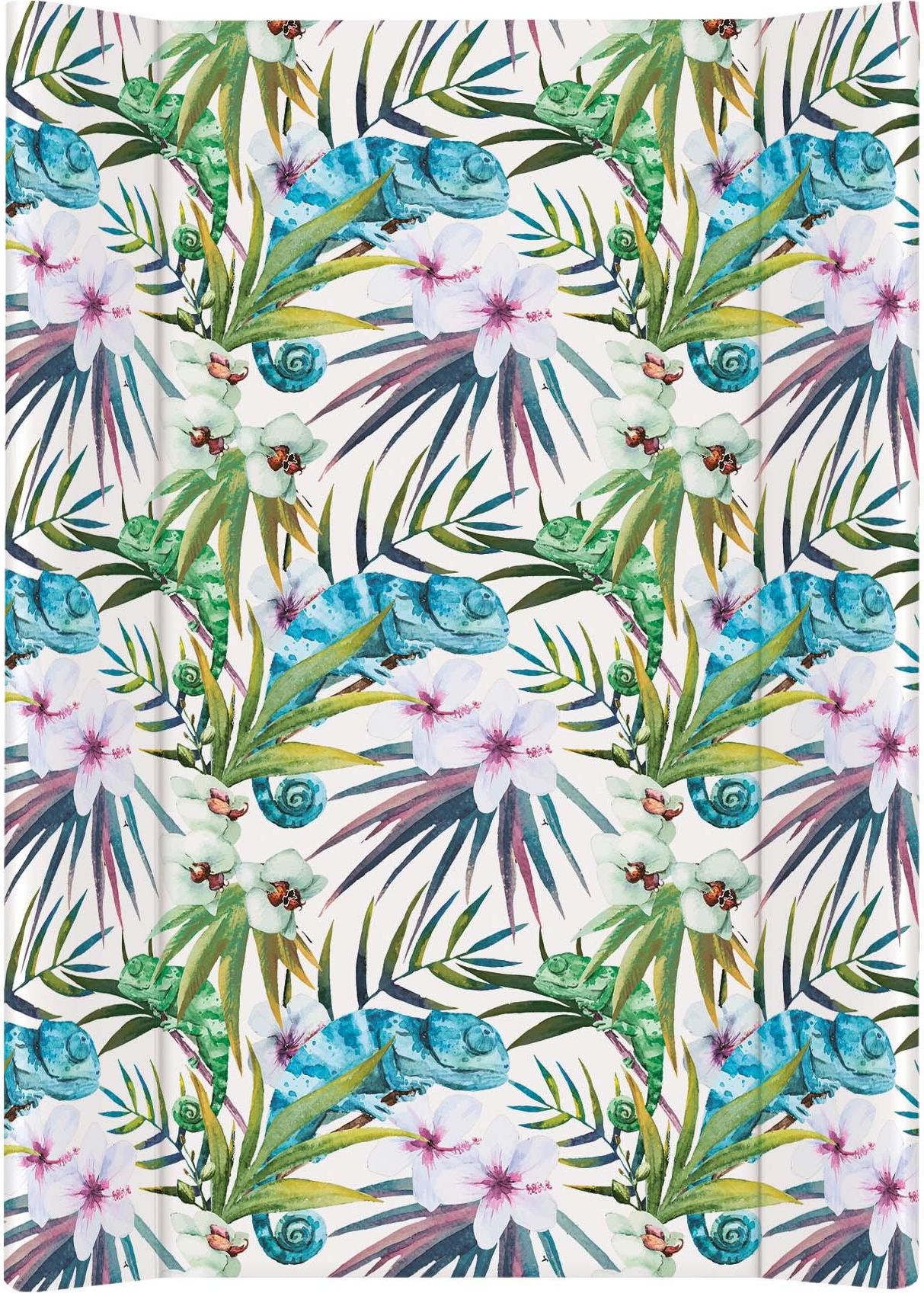 CEBA Podložka přebalovací měkká 70 cm 2-hranná Flora & Fauna Chameleón Blanco - obrázek 1