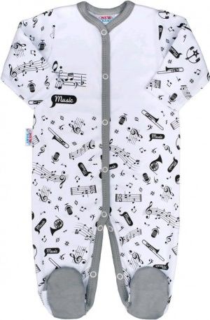 Kojenecký bavlněný overal New Baby Music, Bílá, 62 (3-6m) - obrázek 1