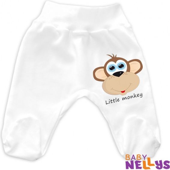 Baby Nellys Bavlněné polodupačky Little Monkey - bílá 74 (6-9m) - obrázek 1