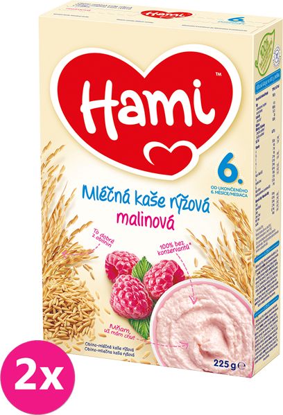 2x HAMI Kaše rýžová s malinami (225 g) - mléčná kaše - obrázek 1