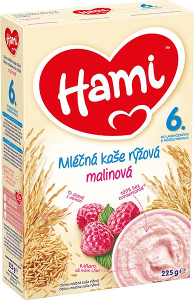 2x HAMI Kaše rýžová s malinami (225 g) - mléčná kaše - obrázek 2