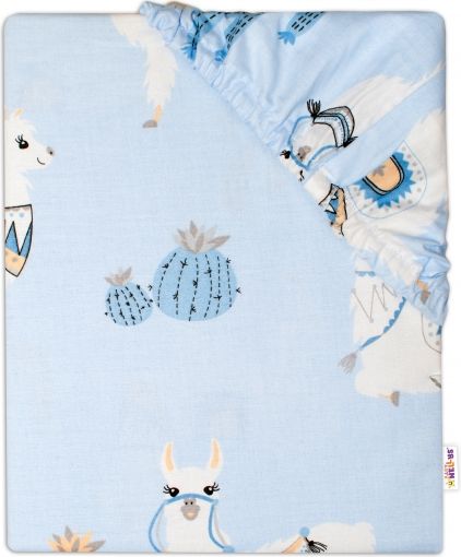 Baby Nellys Baby Nellys Dětské bavlněné prostěradlo do postýlky 140x70 cm- Lama modrá - obrázek 1