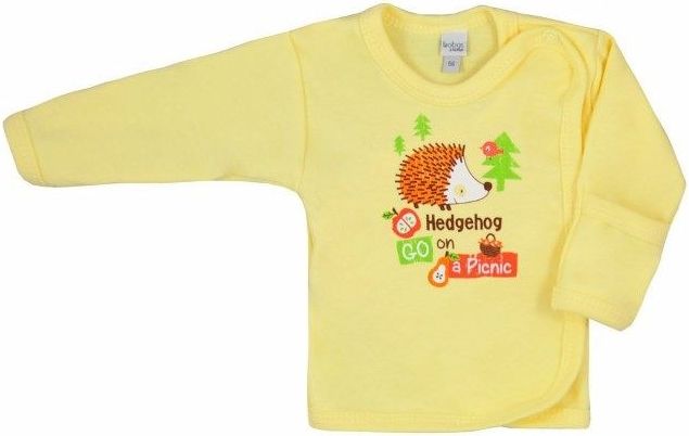 Kojenecká bavlněná košilka, Bobas, Ježek, žlutá s rukavičkou vel.56 - obrázek 1