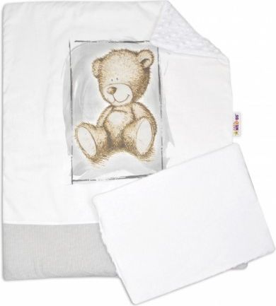 2-dílná sada do kočárku s minky by Teddy - bílá s šedou, bílá - obrázek 1
