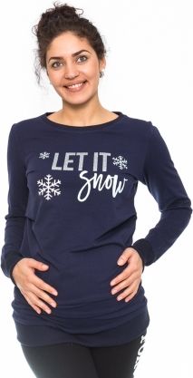 Be MaaMaa Těhotenské triko, mikina Let it Snow - granátové - obrázek 1