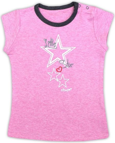 Nicol Bavlněné tričko NICOL SUPERSTAR - krátký rukáv - melír růžová 74 (6-9m) - obrázek 1